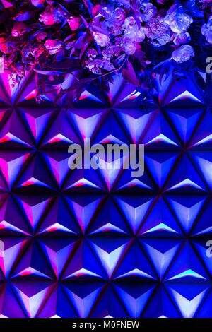 floral arrangement, abstract, modern style concept. light of different coloures are mixing and creating new shades like lilac and pink on the surface  Stock Photo