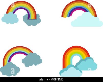 Rainbow icon set, flat style Stock Vector
