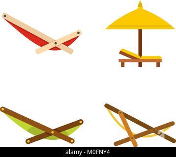 Chaise icon set, flat style Stock Vector