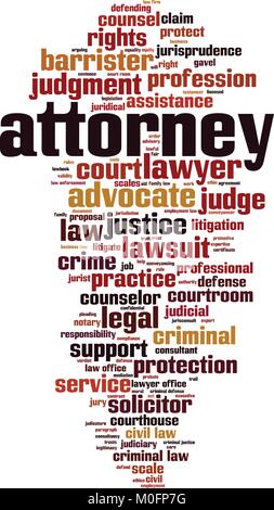 Attorney word cloud concept. Vector illustration Stock Vector