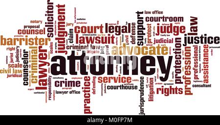 Attorney word cloud concept. Vector illustration Stock Vector