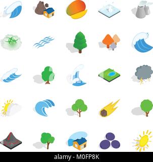 Unity with nature icons set, isometric style Stock Vector