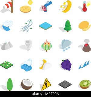 Nature activity icons set, isometric style Stock Vector
