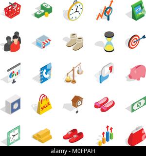 Assistance to business icons set, isometric style Stock Vector