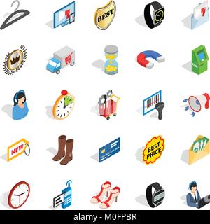 Office icons set, isometric style Stock Vector