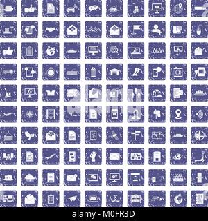 100 post and mail icons set grunge sapphire Stock Vector