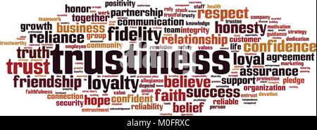 Trustiness word cloud concept. Vector illustration Stock Vector