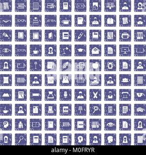 100 reader icons set grunge sapphire Stock Vector