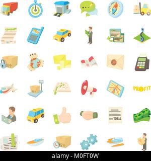 Shipment icons set, cartoon style Stock Vector