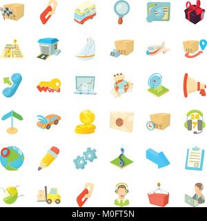 Packing icons set, cartoon style Stock Vector