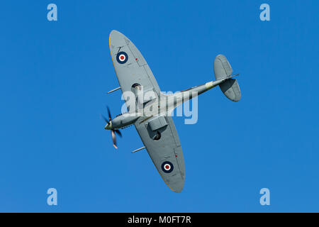 Supermarine Spitfire flying on May 27th 2012 at Duxford, Cambridgeshire, UK Stock Photo
