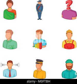 Ethnic background icons set, cartoon style Stock Vector