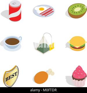 Repast icons set, isometric style Stock Vector