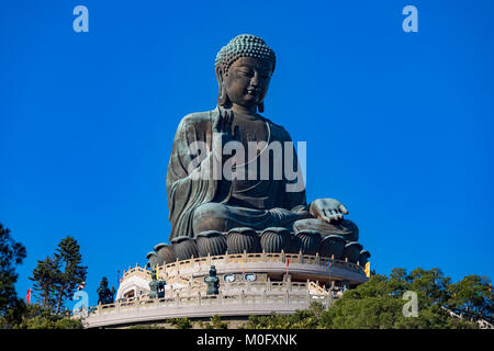 Lantau Island Hong Kong China Asia Jan 13, 2018 The 34 metre high Tian Tan Buddha Stock Photo