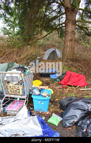 usa homeless bellingham camp washington alamy tent woods