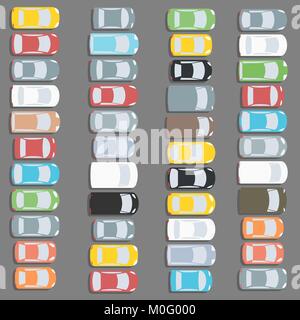 Parking lot illustration - vector car icon set. Stock Vector