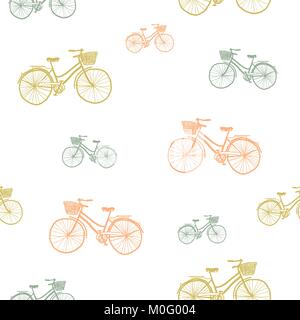 Vintage bicycle texture - city bike seamless vector background. Stock Vector