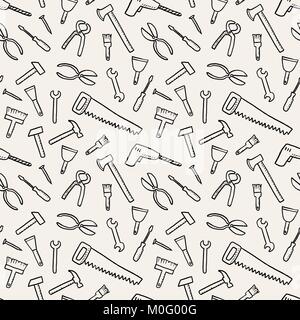 Tools texture - seamless background. DIY and woodworking tools vector. Stock Vector