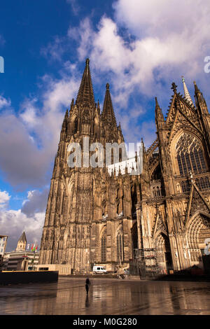 Europe, Germany, Cologne, the southern facade of the cathedral, Roncalli square.  Europa, Deutschland, Koeln, die Suedtfassade des Doms, Roncalliplatz Stock Photo