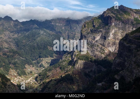 View of Nun's Valley (Curral das Freiras) from the Eira do Serrado viewpoint, Madeira Stock Photo