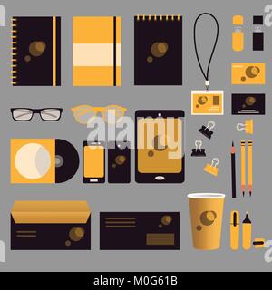 Black and yellow corporate indentity design.Mockup Stock Vector