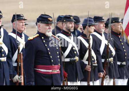 Union commanding officer at a Civil War Re-enactment of a battle that happened in Hernando County, Florida in July of l864. Stock Photo
