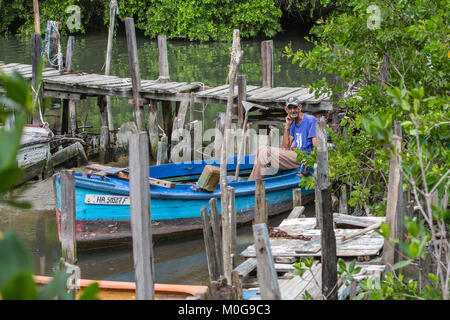 Fisherman in Cojimar fishing village, Cuba Stock Photo