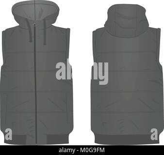 Grey puffer, front and back view, vector illustration Stock Vector