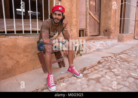 Young man in Che beret, Trinidad, Cuba Stock Photo