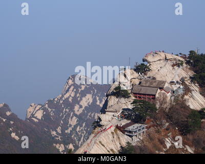 Huashan Sacre Mountain. The Most Dangerous Trail to the peak.  Travel in Xian City , China in 2013, October 21th. Stock Photo