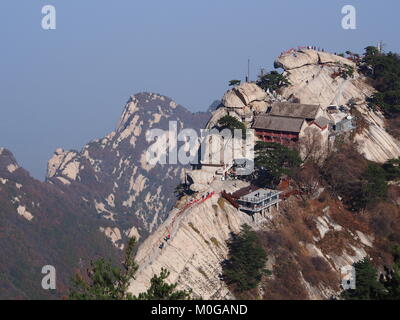 Huashan Sacre Mountain. The Most Dangerous Trail to the peak.  Travel in Xian City , China in 2013, October 21th. Stock Photo