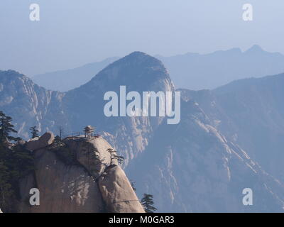 Huashan Sacre Mountain. The Most Dangerous Trail to the peak.  Travel in Xian City , China in 2013, October 21th. Stock Photo