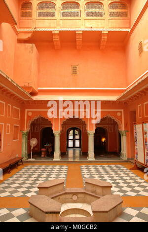 AMBER, RAJASTHAN, INDIA - DECEMBER 05, 2017: The interior courtyard of Anokhi Museum of Hand Printing near Jaipur Stock Photo