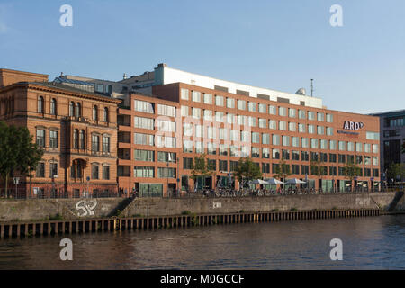 ARD capital city studio on River Spree, Berlin, Germany, Europe Stock Photo