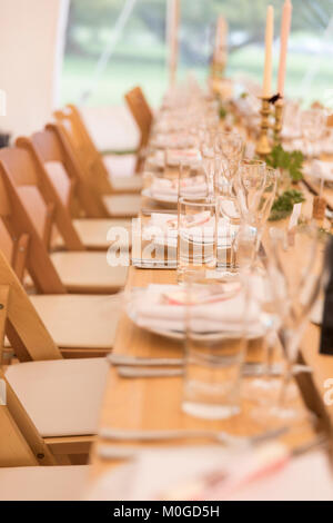 Wedding reception table set up for an event Stock Photo - Alamy