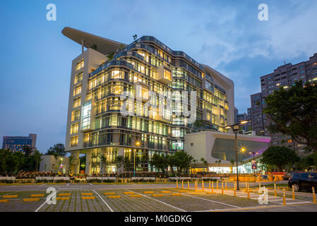night view of library in Banqiao, Taipei, Taiwan Stock Photo
