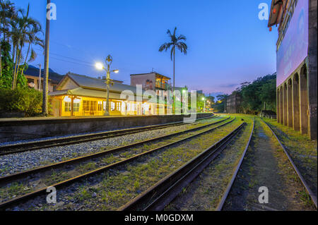 Pingxi station in New Taipei City, Taiwan at night Stock Photo