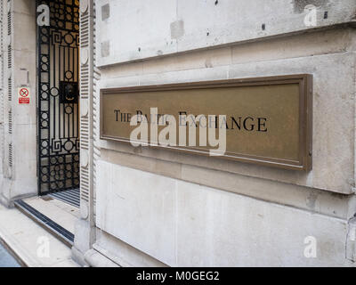 Baltic Exchange London - a shipping industry membership organisation and freight market information provider, founded in 1744 Stock Photo