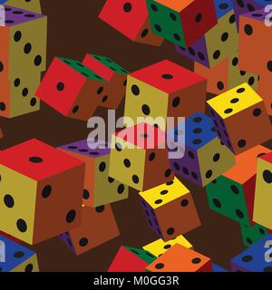 Rainbow Dice Seamless Pattern Stock Vector