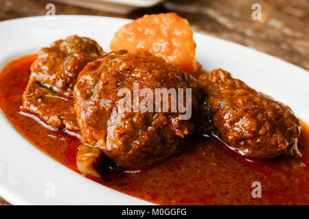 Beef curry prepared Burmese style, Myanmar traditional food Stock Photo