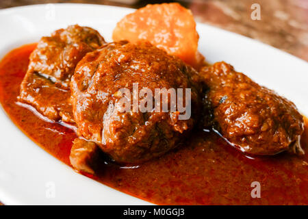 Beef curry prepared Burmese style, Myanmar traditional food Stock Photo