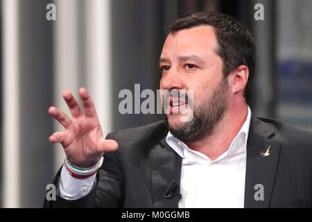 Italy, Rome, 19 January, 2018 : The leader of  Movement Lega Nord, Matteo Salvini at the talk show "Porta a porta"    Photo © Remo Casilli/Sintesi/Ala Stock Photo