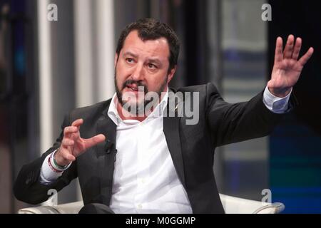 Italy, Rome, 19 January, 2018 : The leader of  Movement Lega Nord, Matteo Salvini at the talk show "Porta a porta"    Photo © Remo Casilli/Sintesi/Ala Stock Photo