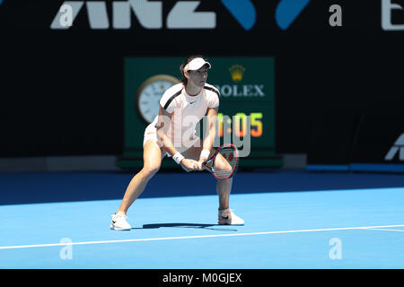 French tennis player Caroline Garcia is in action during her 4th round match at the Australian Open vs American tennis player Madison Keys on Jan 22, 2018 in Melbourne, Australia. Credit: YAN LERVAL/AFLO/Alamy Live News Stock Photo