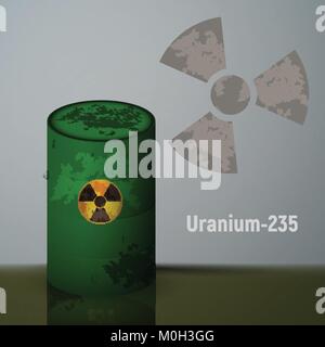 Radioactive uranium in the barrels Stock Vector