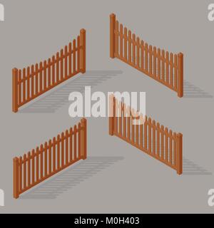 set of wooden fence Stock Vector