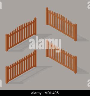 set of wooden fence Stock Vector