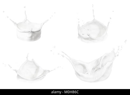 milk splashes collection Stock Photo