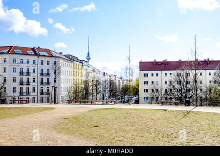 Berlin Real estate historic buildings with park in foreground Stock Photo