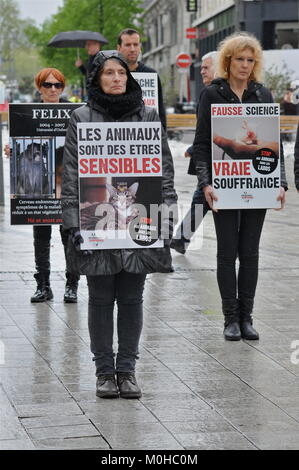 World animal Day: Animals rights defenders protest in Lyon, France Stock Photo